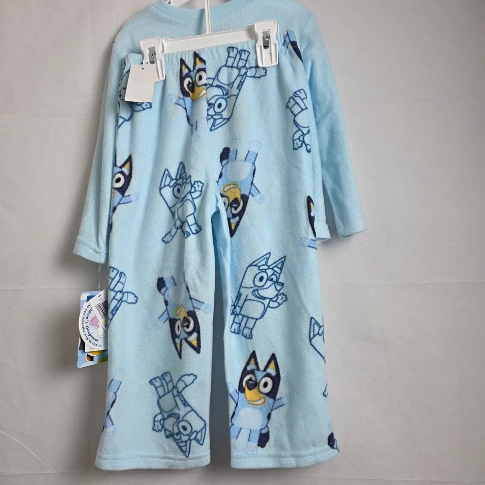 Bluey Toddler Boys 2PC Fleece Pajama Set Blue Striped Size  4T New with Tags